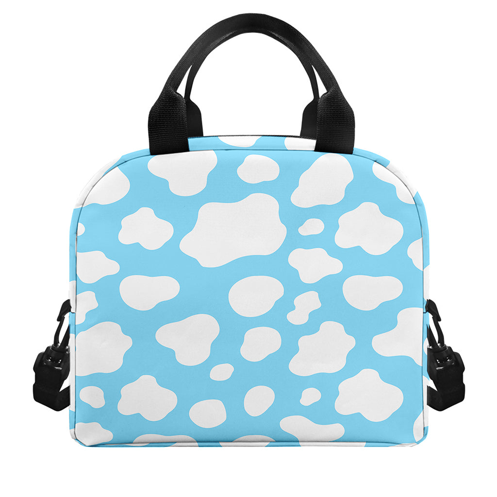 White And Blue Cow Print Insulated Lunch Bag