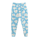 White And Blue Cow Print Jogger Pants