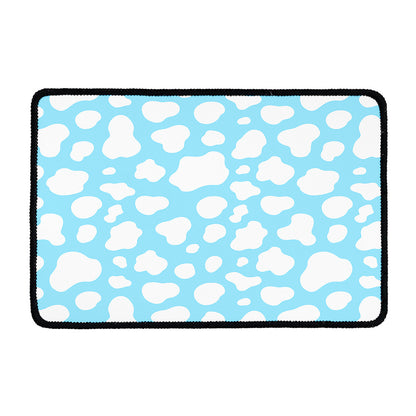 White And Blue Cow Print Kitchen Mat
