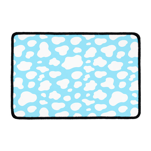 White And Blue Cow Print Kitchen Mat