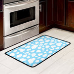 White And Blue Cow Print Kitchen Mat