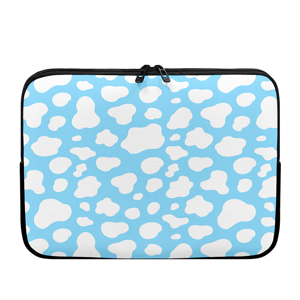 White And Blue Cow Print Laptop Sleeve