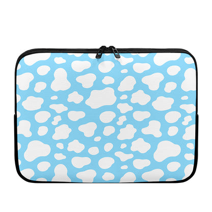 White And Blue Cow Print Laptop Sleeve