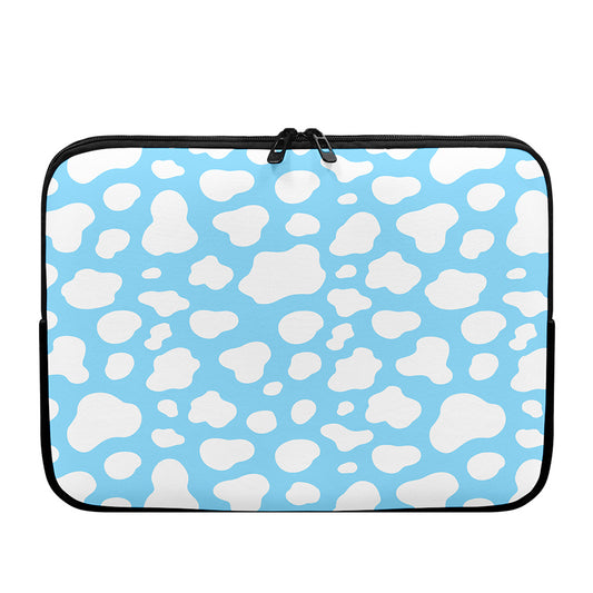 White And Blue Cow Print Laptop Sleeve
