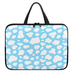 White And Blue Cow Print Laptop Sleeve With Handle