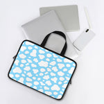 White And Blue Cow Print Laptop Sleeve With Handle
