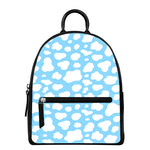 White And Blue Cow Print Leather Backpack