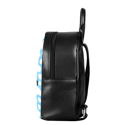White And Blue Cow Print Leather Backpack