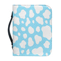 White And Blue Cow Print Leather Bible Cover