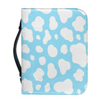 White And Blue Cow Print Leather Bible Cover