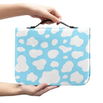 White And Blue Cow Print Leather Bible Cover