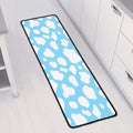 White And Blue Cow Print Long Kitchen Mat