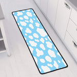 White And Blue Cow Print Long Kitchen Mat