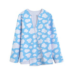 White And Blue Cow Print Long Sleeve Short Coat