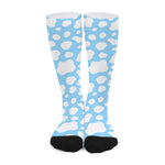 White And Blue Cow Print Long Socks