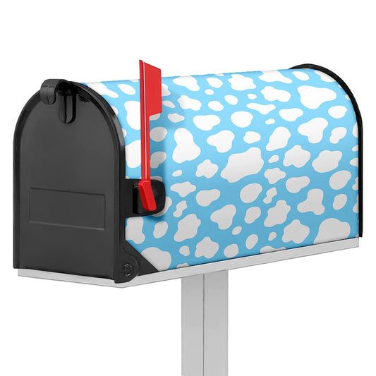 White And Blue Cow Print Mailbox Cover