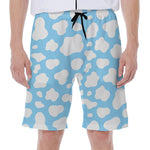 White And Blue Cow Print Men's Beach Shorts