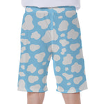 White And Blue Cow Print Men's Beach Shorts
