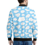 White And Blue Cow Print Men's Bomber Jacket