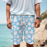 White And Blue Cow Print Men's Cargo Shorts