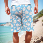 White And Blue Cow Print Men's Cargo Shorts