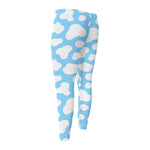 White And Blue Cow Print Men's Compression Pants