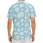 White And Blue Cow Print Men's Deep V-Neck Shirt