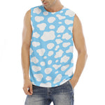White And Blue Cow Print Men's Fitness Tank Top