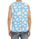 White And Blue Cow Print Men's Fitness Tank Top