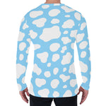 White And Blue Cow Print Men's Long Sleeve T-Shirt