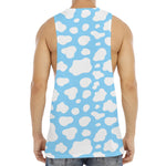 White And Blue Cow Print Men's Muscle Tank Top