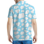 White And Blue Cow Print Men's Polo Shirt