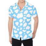 White And Blue Cow Print Men's Shirt
