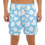 White And Blue Cow Print Men's Split Running Shorts