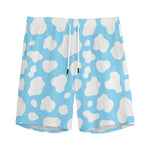 White And Blue Cow Print Men's Sports Shorts