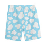 White And Blue Cow Print Men's Sports Shorts