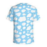White And Blue Cow Print Men's Sports T-Shirt