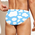 White And Blue Cow Print Men's Swim Briefs