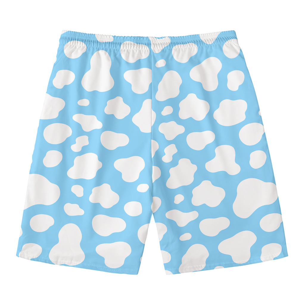 White And Blue Cow Print Men's Swim Trunks