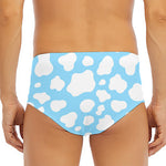 White And Blue Cow Print Men's Triangle Swim Briefs