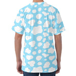 White And Blue Cow Print Men's Velvet T-Shirt