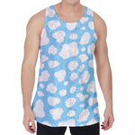 White And Blue Cow Print Men's Velvet Tank Top