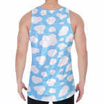 White And Blue Cow Print Men's Velvet Tank Top
