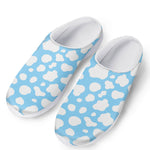White And Blue Cow Print Mesh Casual Shoes