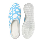 White And Blue Cow Print Mesh Casual Shoes
