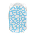 White And Blue Cow Print Mesh Laundry Hamper