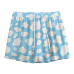 White And Blue Cow Print Mesh Shorts