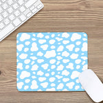 White And Blue Cow Print Mouse Pad