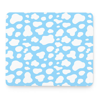 White And Blue Cow Print Mouse Pad