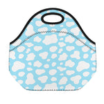 White And Blue Cow Print Neoprene Lunch Bag